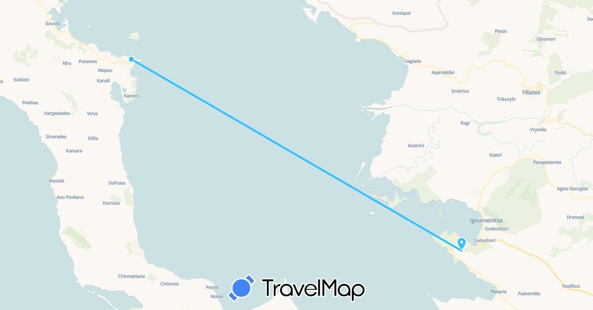 TravelMap itinerary: boat in Greece (Europe)